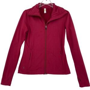 Lole Full Zip Jacket Women's Size S Berry Red Pockets Thumbhole Sleeves Stretch
